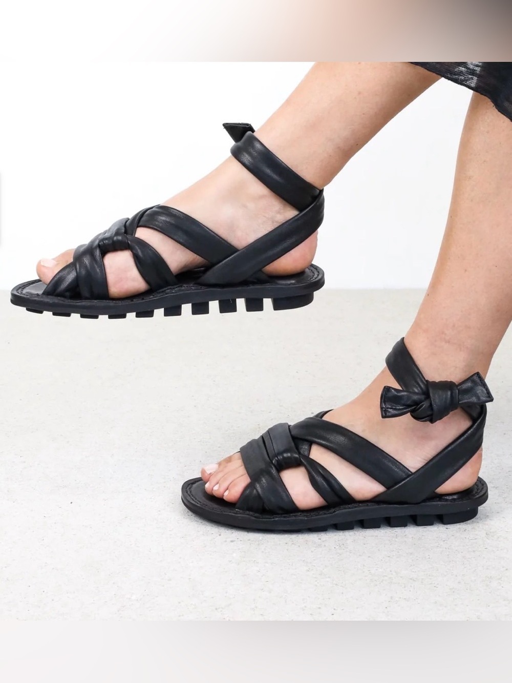 TRIPPEN | Gossamer Lust Black Leather Sandals Size: 40